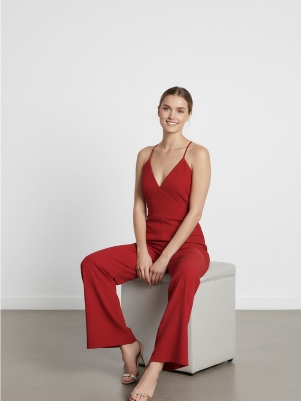 Wayf Vivid Red Sleeveless Jumpsuit